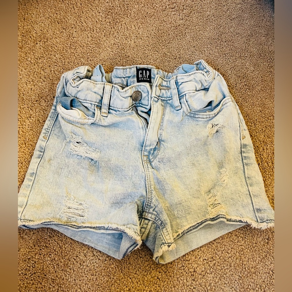 GAP Faded Blue Ripped Jean Shorts